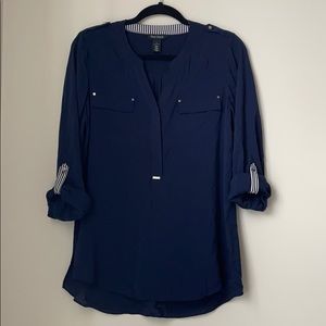 White House | Black Market Navy LS Blouse